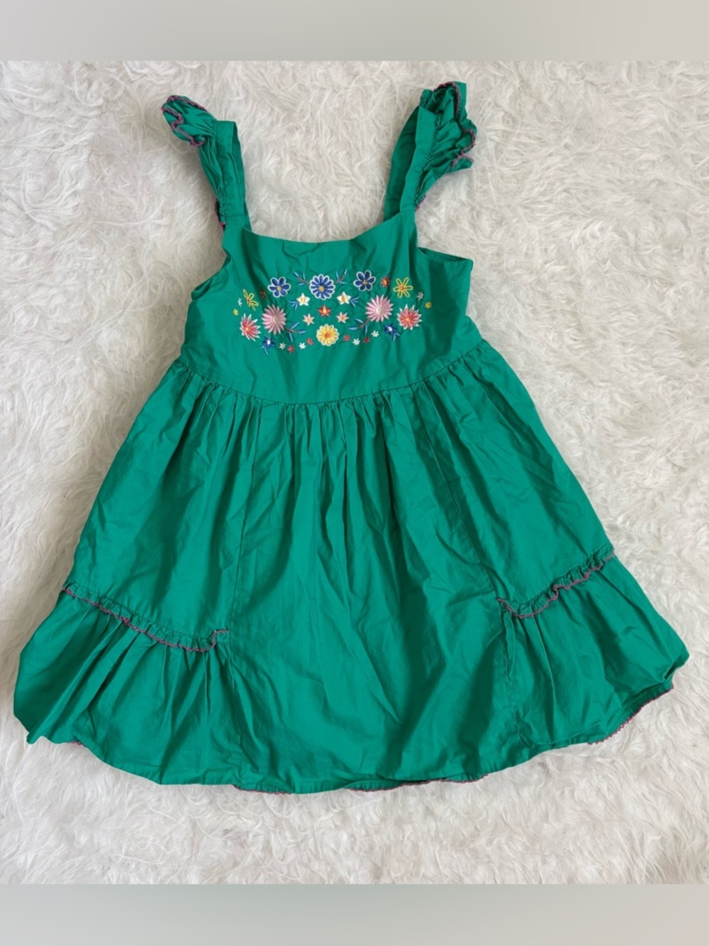 cupcakes & cashmere Girls Green Floral Embroidered Sundress
